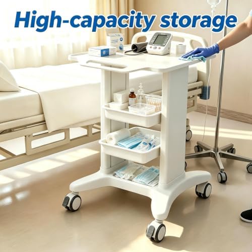 Mobile Rolling Medical Trolley Cart with Drawers & 4 Silent Wheels - Image 4
