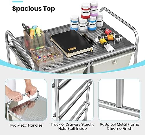 Giantex 10 Drawers Rolling Cart, Classroom Organizers, Storage Cart with Wheels, for Teacher Office Home School Supplies Tool Craft Art Paper, Gray Gradient - Image 7
