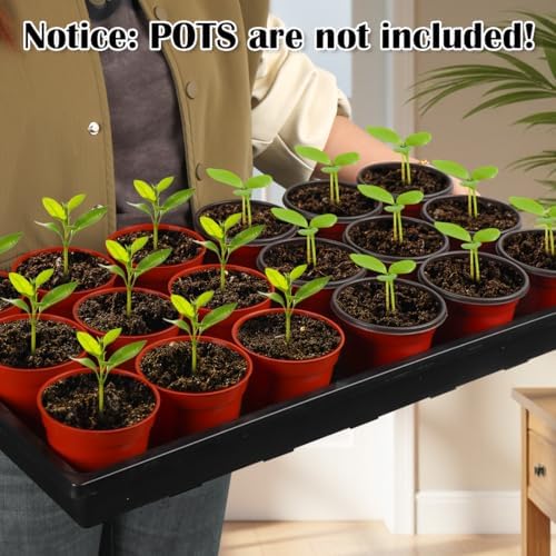 RooTrimmer 1020 Flat Seed Starter Trays 10 Pack, Plastic Nursery Pots Trays & Seeds Potting Plants Tray, Durable Carrying Seedling Starting Tray for Planting (Black) - Image 6
