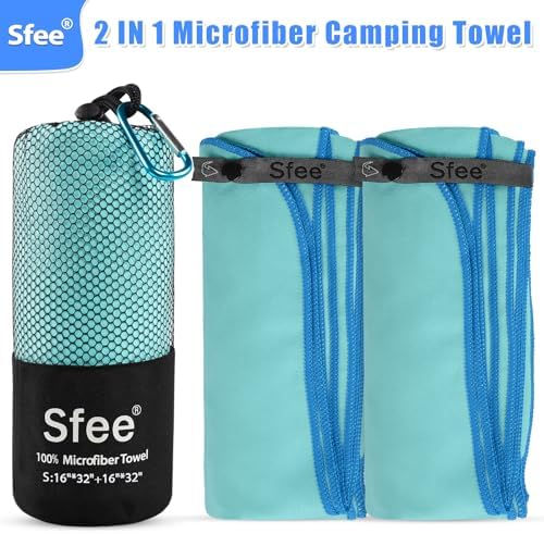 Sfee 2 Pack Microfiber Travel Towel, Quick Dry Towel Camping Towel Beach Towel Super Absorbent Compact Lightweight Sports Gym Towels Set for Beach, Gym, Hiking, Pool, Backpacking, Bath, Yoga - Image 5