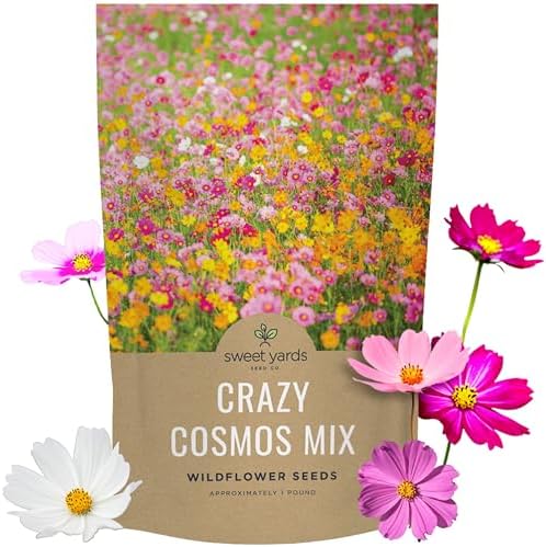 Bulk Cosmos Seeds Wildflower Mixture - 1 Pound Bag - Over 80,000 Seeds - Pink, Yellow, Orange, Red, Purple and White Mixed Species! by SweetYards