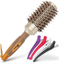 Fagaci Professional Round Brush with Natural Boar Bristle for Blow Drying, Nano Technology Ceramic + Ionic for Voluminous Healthy Hair Styling | Includes 4 Styling Clips by Fagaci