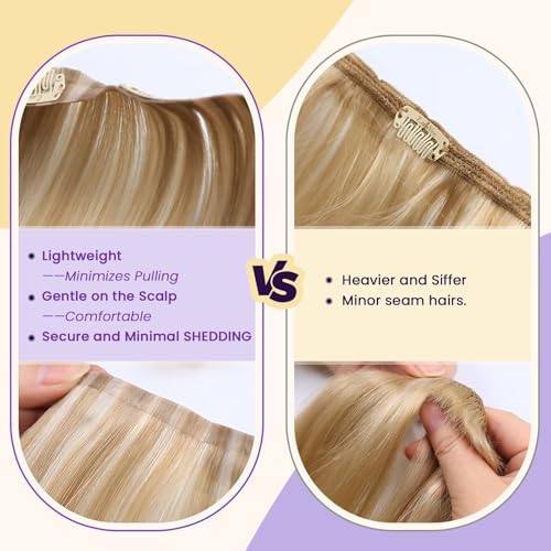 LaaVoo Seamless Clip in Hair Extensions Balayage Brown to Ash Brown Highlights Seamless Hair Extensions Clip in Balayage Clip on Hair Extension 20 Inch 4pcs 100g - Image 3
