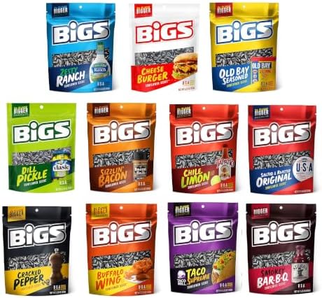 Big’s Sunflower Seeds Variety Snack Peak Gift Box – Buffalo Wing, Cheeseburger, Chile Limon, Dill Pickle, Ranch, Original, Cracked Pepper, Old Bay Seasoned, Sizzlin’ Bacon, Bar-B-Q, and Taco Supreme by Snack+Peak