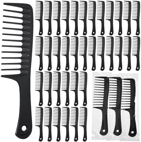 Baderke 50 Pcs Black Wide Tooth Comb for Women Men Individually Wrapped by Baderke