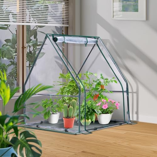 Mini Greenhouse for Indoor Outdoor: Ohuhu Portable Green House with Waterproof Pad for Small Plants Nursery Germination, 36"x36"x42" Light Duty Cover Tent Humidity Dome Seedling Accessory - Image 7
