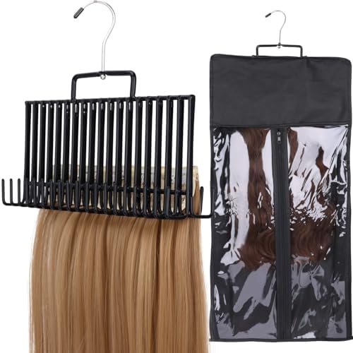 Hair Extension Holder - for Professional Extra Wide Weft Hair Holder Tool Used for Wig Washing, Coloring and Blow-Drying of Weft, Clip-In, Tape-In Hair Extensions (Black, Large 1pcs) by KelukeyaBeautyHealth