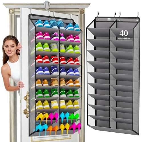 Shoe Rack for Door, Over Door Shoe Organizer for Closet by Zebricolo