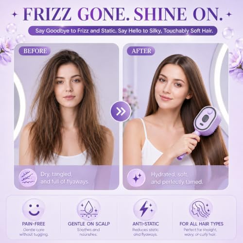 Electric Spray Air Cushion Massage Comb, Self-Clean Hair Detangler Brush - Image 3