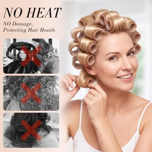 24 Pcs Self-Grip Small Hair Rollers Curlers Set, 25 mm, Brown - Image 5