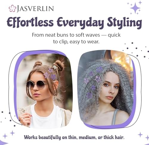JASVERLIN 36 Pcs Star Hair Clips, Y2K Cute Purple Hair Accessories - Image 5