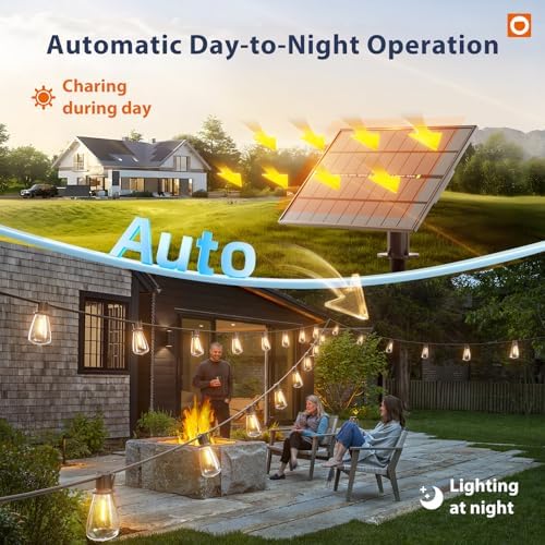 addlon 102FT(96+6) Solar String Lights Outdoor with Remote, 48 LED Dimmable - Image 3
