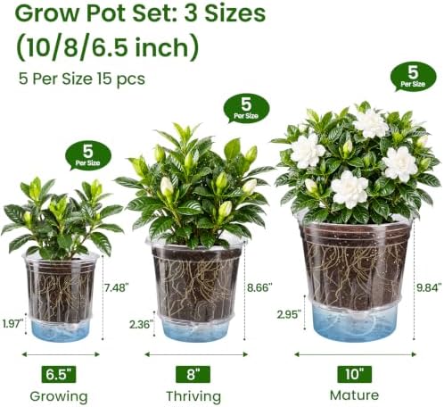 MIXC 15 Pcs 10/8/6.5in Self Watering Pots for Indoor Plants with Drainage - Image 4