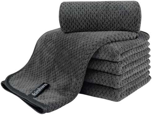 KinHwa Bathroom Hand Towels, Microfiber Face Towels, 11x20 Inch, 6 Pack by KinHwa
