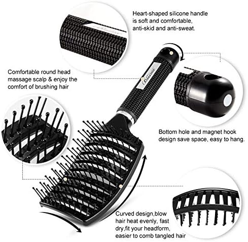 Hair Brush, Curved Vented Detangler Brush Faster Blow Drying for Women, Men - Image 2