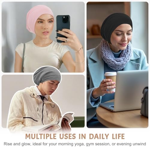 DEMAZALO 3Pcs Silk Satin Bonnet for Sleeping Hair Bonnet for Women Men - Image 6