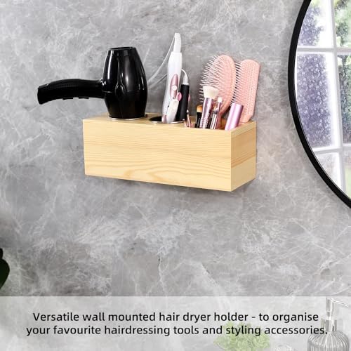 Hair Dryer Holder and Tool Organizer, Wood, Log Color - Image 6