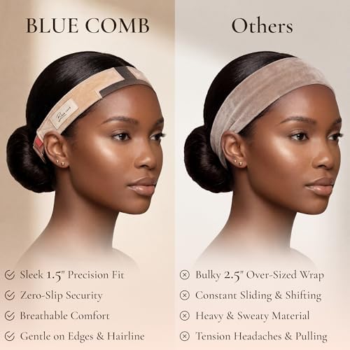 Blue Comb Wigrip, Premium Lace Wig Band for Women, Fully Adjustable & Reinforced Lace Wig Grip Band by Hairline, Comfortable and Secure Glueless Velvet Headband, Nude - Image 5