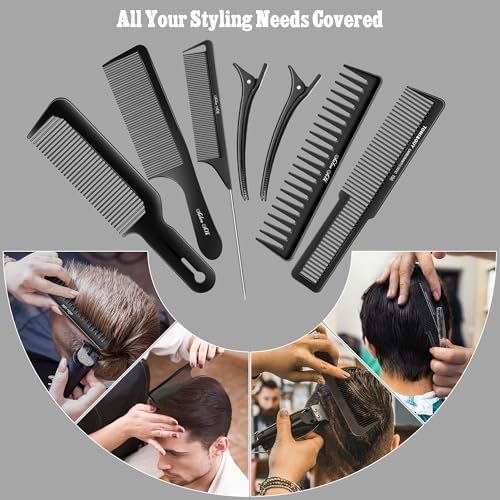 SALONSILK 13PCS Hair Cutting Shaving Brush and Comb Set, Professional Barber Combs for Hair Stylist, Premium Grade Barber Brush Neck Duster, Fading Comb Barber Clipper Comb - Image 6