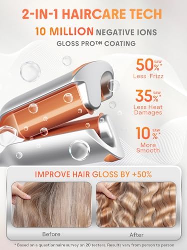 SHEGLAM Hair Beach Babe Hair Waver 2 Barrel Crimper 1 Inch with Smart Timer & Adjustable Temps Dual Voltage, Anti-Scald, Easy to Use - Image 3