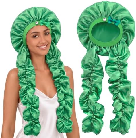 Heatless Curl Sleep Bonnet, Night Cap with Long Ribbons for Braids Sage by U%C2%B7helper-YourGoodHelper