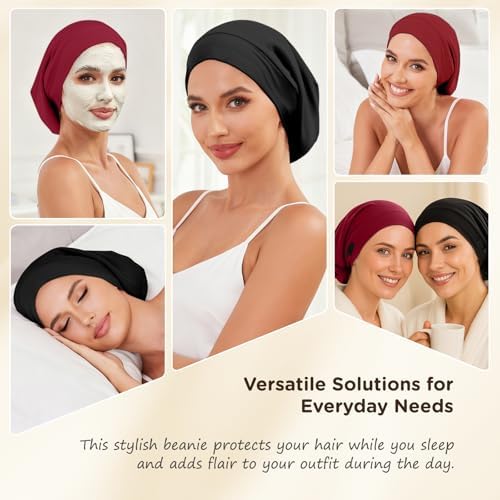 2Pcs Satin Lined Bonnet for Sleeping for Women Men - Image 6