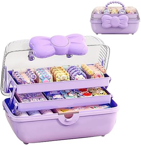 3-Layer Kids Hair Accessories Organizer with Bowknot Lock Cute Jewelry Box Headband Hair Tie Clip Organizer Box for Little Girls - Purple by Unknown