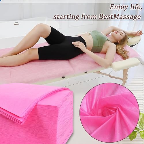 31" x 71" Disposable Bed Sheets for Massage Table Waterproof Massage Table Sheet Soft Non Woven Fabric SPA Bed Cover Breathable for Massage Beauty Tattoos 50PCS (Pink) - Image 3