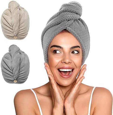 YFONG 2 Pack Microfiber Hair Towel Wrap for Women, Quick Dry Hair Turban by YFONG