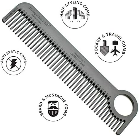 Chicago Comb Model 1 Carbon Fiber, Made in USA, smooth, strong, and light, anti-static, heat-resistant, 5.5 inches (14 cm) long, ultimate daily use, pocket, and travel comb - Image 6