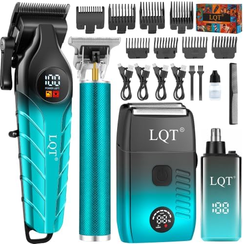 Men's Professional Cordless Hair Clippers & Trimmer Kit by LQT