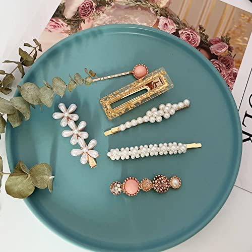 Mehayi 20 PCS Pearl Hair Clips Set Fashion Korean Acrylic Resin Hair Barrettes, Bobby Pins Hairpins for Women and Ladies Girls Headwear Styling Tools, Hair Accessories for Decorative Party Wedding - Image 5