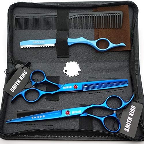 7.0 Inches Professional hair cutting thinning scissors set with razor (Blue) - Image 2