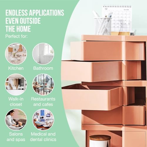 Multipurpose Utility Storage Cart - Ultra Storage Caddy with Wheels and Swing Out Drawers - Designer Home Trolley Cart - Caddy for Salon, Kitchen Bathroom Portable Cabinet - Sakura Peach - Image 5