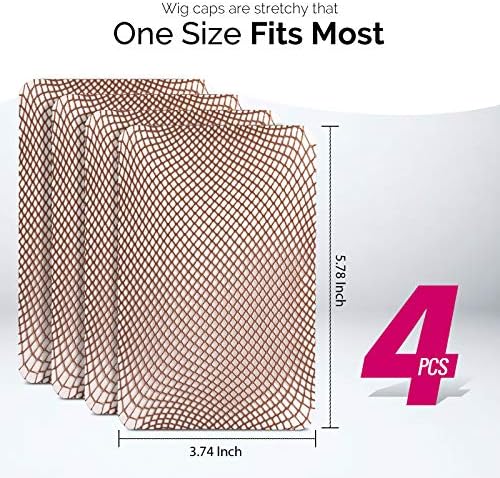 Fandamei 4PCS Dark Brown Mesh Wig Cap, Closed End Hair Mesh Net Wig Caps, Liner Weaving Caps for Women, Men, Kids - Image 2