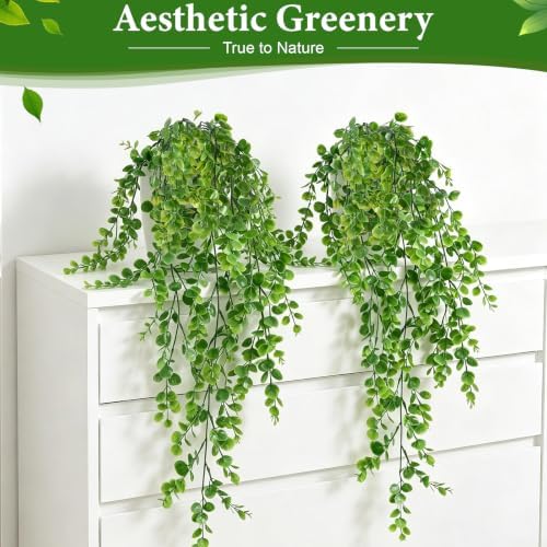 4Pcs Fake Hanging Plants, 32" Artificial Plants Eucalyptus Greenery Vines - Image 2