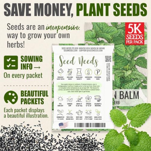 Seed Needs Lemon Balm Seeds to Plant Non-GMO & Heirloom Tea Herbs XL Pack - Image 3