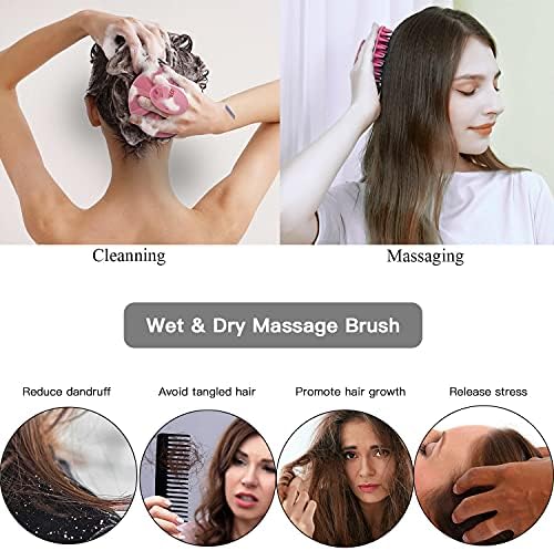 One-piece Silicone Scalp Massager Shampoo Brush Hair Wash Scrubber, 4pcs - Image 4