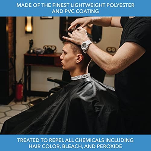 ForPro Poly Chemical Cape w/Adjustable Snap Closure, 58"L x 47"W, Black - Image 6