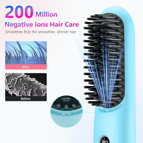 STUDLLY LCD Screen Cordless Hair Straightener & Curler 2 in 1, Blue - Image 5