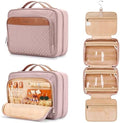 Travel Hanging Toiletry Bag for Women, with Jewelry Organizer Compartment, Medium Waterproof Hanging Makeup Accessories, Cosmetic Essentials, Toiletries Dopp Kit Set with Trolley Belt, Baby Pink by COOSKY
