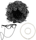 URATOT 5 Pieces Halloween Old Lady Wig Costume Set Grandma Wig Hair Rollers Glasses Chain Necklace Bracelet by URATOT