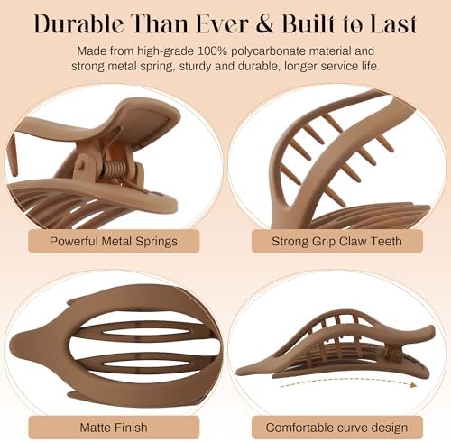 AWAYTR 6Pcs French Flat Hair Clips, Lay Flat Claw Clip for Women - Image 5