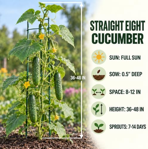 50 Cucumber Seeds for Planting - Heirloom, Straight Eight - Image 4