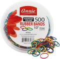 Annie Rubber Bands for Hair, 14mm Medium, 500 Count Assorted Colors (Red/Green/Blue/Yellow), Stretchy Durable Elastic Bands for Braids, Ponytails, Twists & Sectioning by AnnieInternational