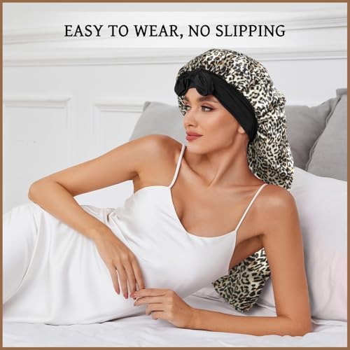 DEMAZALO Silk Long Bonnet for Braids & Curly Hair, Silk Satin Bonnet for Sleeping, Extra Large Bonnets for Women Braid - Image 2