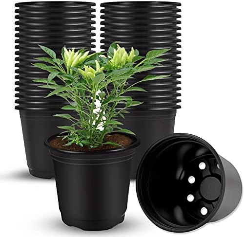 Augshy 40 Pcs 4" Black Plastic Plant Nursery Seed Starting Pots for Succulent Seedling Cutting Transplanting by Augshy