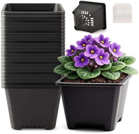 25 Packs Square Nursery Pots for Plants 5.5 Inch Seedling Pots with Holes by Unknown