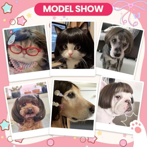 Funny Dog Wig, Short Straight Hair Pet Costume with Bangs for Halloween - Image 7