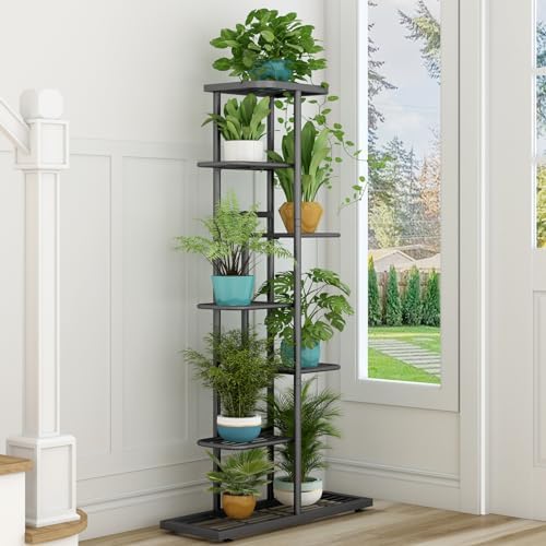 LINZINAR 7 Tier Plant Stand Indoor Outdoor Metal Flower Pot Display Shelf - Image 4